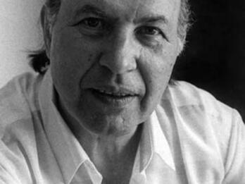 Imre Kertész Black and white photo of Imre Kertész
