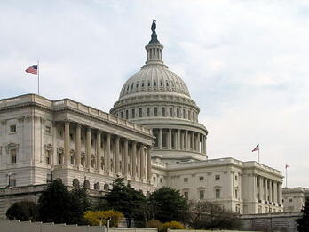 Photograph of the Senate side of the US Capitol building in Washington, DC