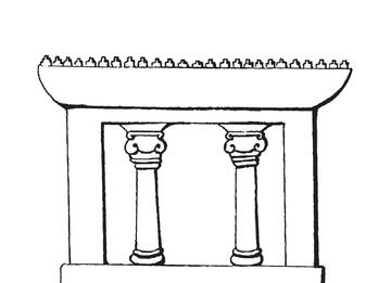 Line drawing of columned facade.