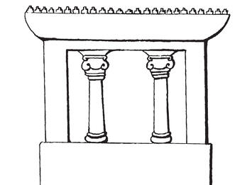 Line drawing of columned facade.