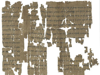 Words of Ahiqar Fragmentary papyrus page of Aramaic writing.