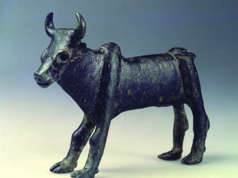 Bronze bull figurine.