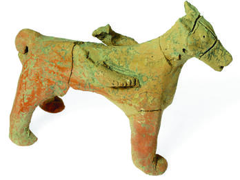 Terra-cotta figurine of horse.