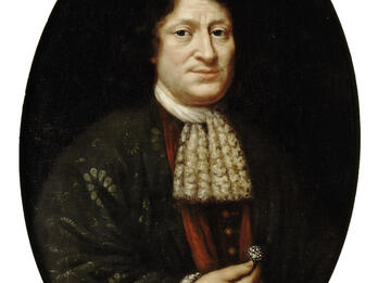 9. [Image: S9 Portrait of Court Jew with Ring Portrait of a Court Jew with Ring Anthoni Schoonjans, nicknamed Parhasius was a Flemish painter known for his portraits as well as his history paintings. Portrait painting of man facing viewer in lace collar and holding a ring with right hand.
