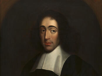Portrait painting of man in wide collar. 