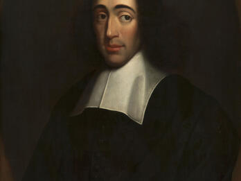 Portrait painting of man in wide collar. 