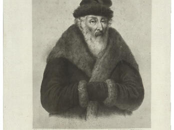 Portrait of bearded man wearing a fur coat.