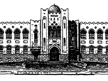 Illustration of long building façade.