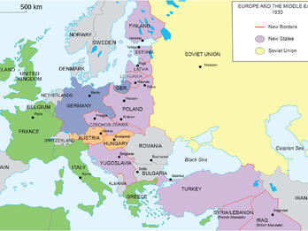 Map of Europe and part of Middle East.