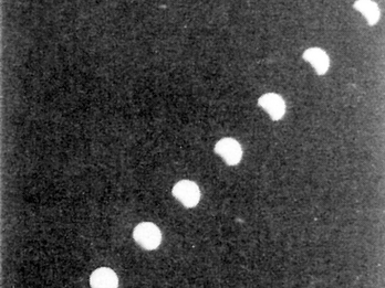 Hotel Bolivia: The Culture of Memory in a Refuge from Nazism Depiction of nine stages of the moon, from a small sliver in the top right corner to a full moon in the bottom left corner.