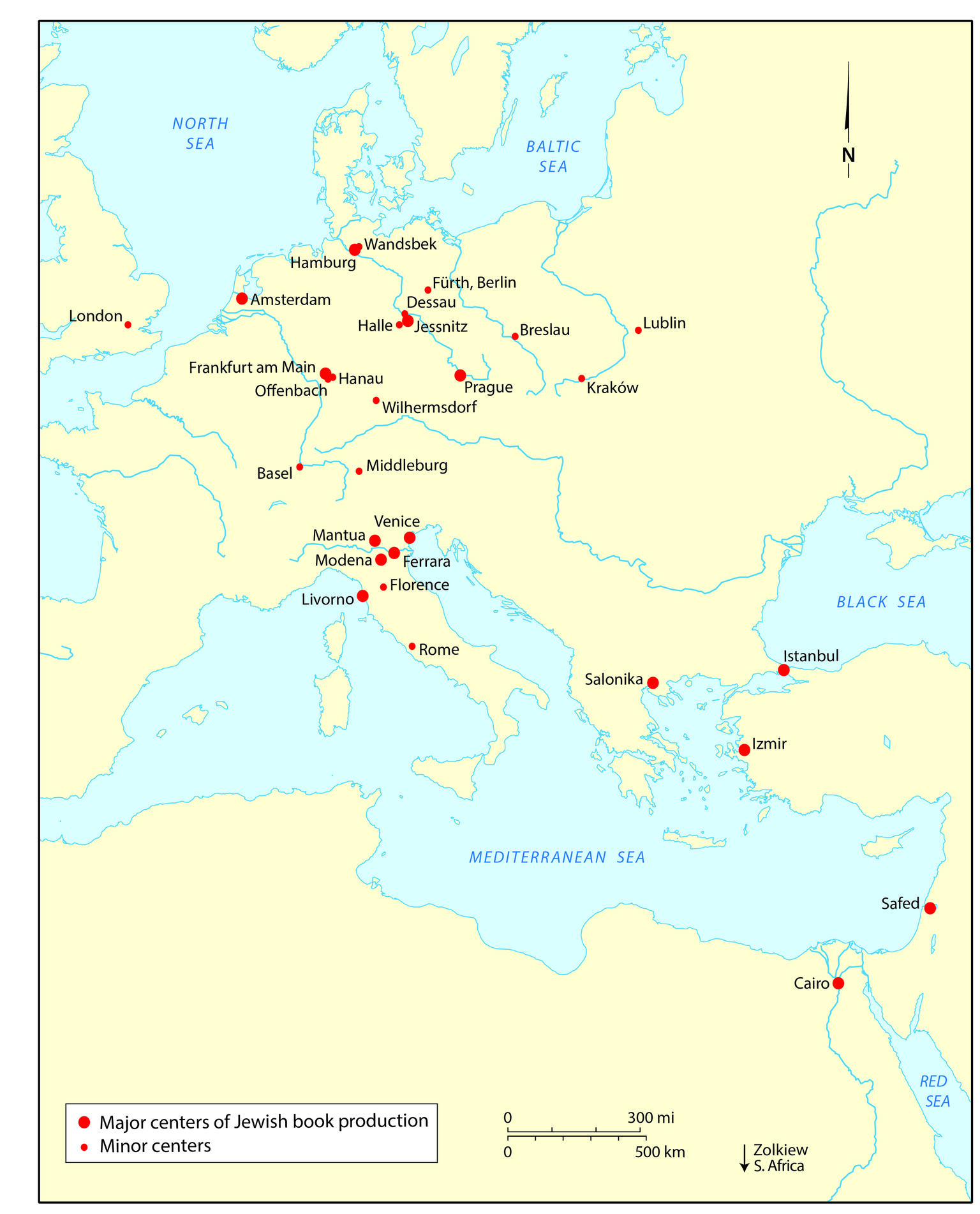 Map of central Europe with cities labeled and noted with red dot. 