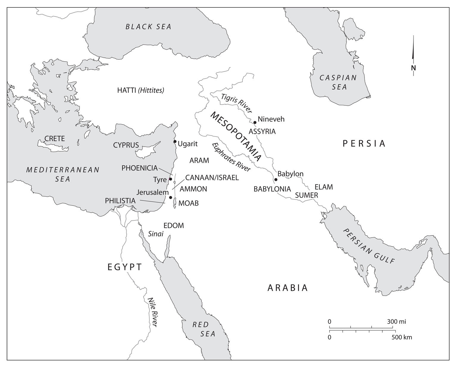 Map of Near East with English labels.