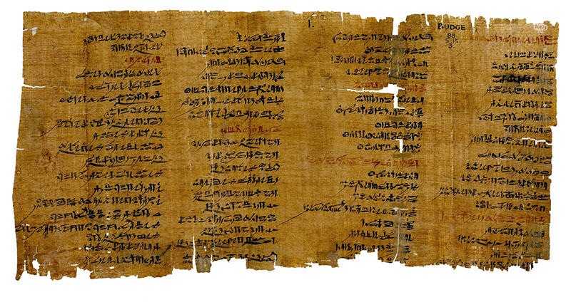 Papyrus page of Egyptian hieratic writing in four columns.