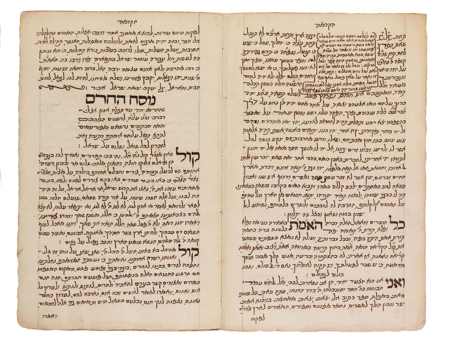 Facing-page manuscript with Hebrew text.