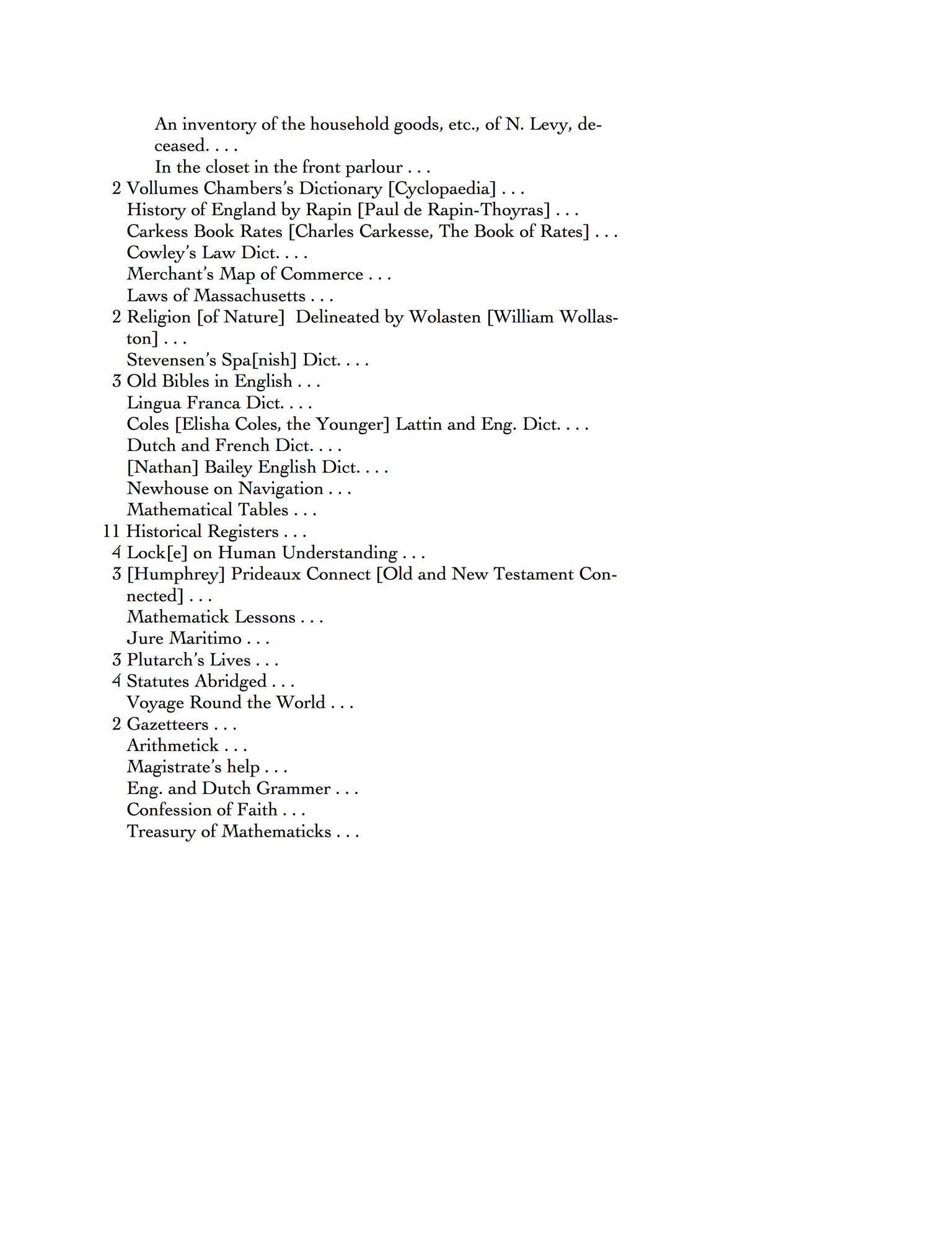 Typed list in English. Typed list in English.