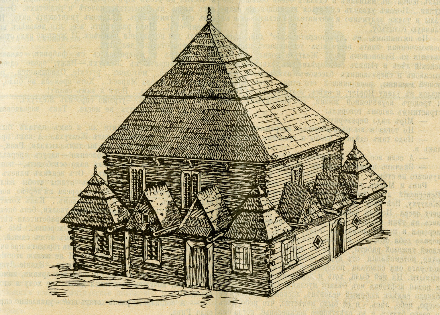 Illustration of wooden building. Illustration of wooden building.