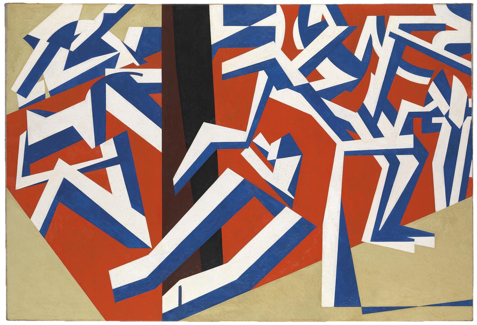 Painting of angular geometric shapes.
