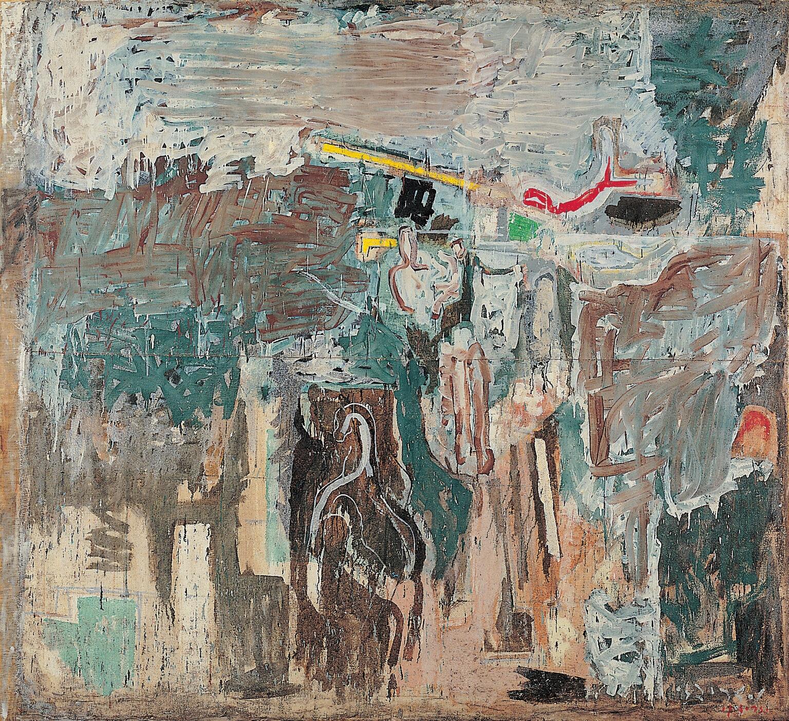 Abstract painting of figures and lines. Abstract painting of figures and lines.