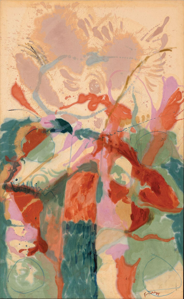 Abstract painting depicting shapes forming a flower shape. Abstract painting depicting shapes forming a flower shape.