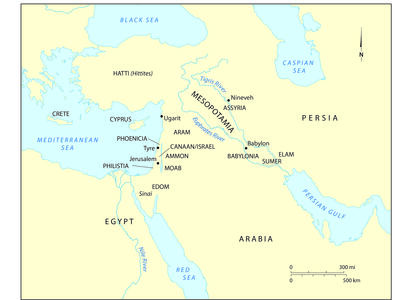 Map of Near East with English labels.
