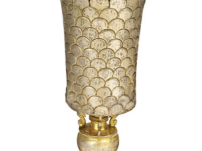 Cup etched with scales. 