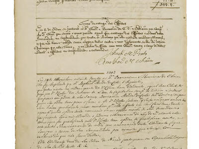 Book Acquisitions of the ‘Ets Haim Yeshiva for the Years 1718/9 and 1732/33 Manuscript page with Portuguese text.