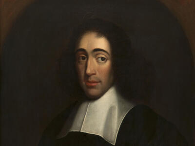 Portrait painting of man in wide collar. 