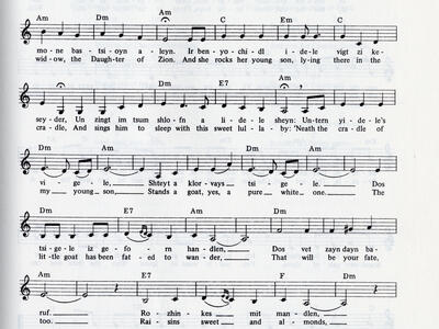 Sheet music with English and Yiddish lyrics.