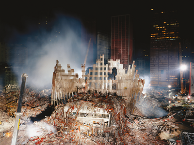 Photograph of partially demolished building.