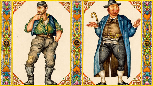 The Four Sons Illustration of two men, the simple son and the son who does not know to ask.