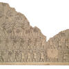 Relief of rows of archers and soldiers with shields and spears. 