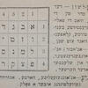 Page of printed Yiddish text, with alphabet chart on left side.